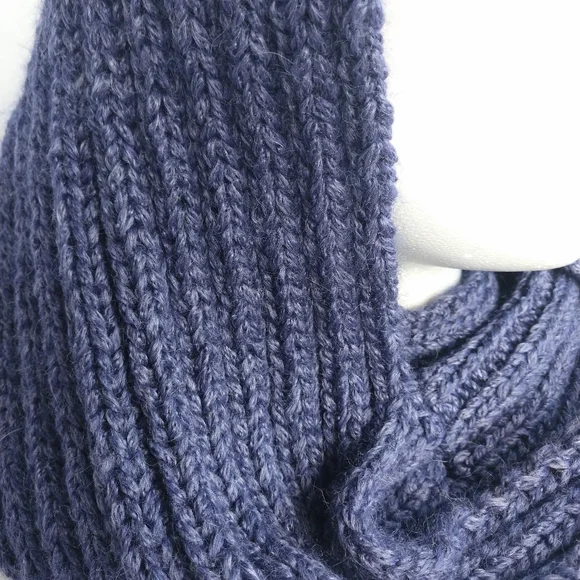 Scarf Infinity Hand Crafted  Blue Alpaca Bamboo Cowl Balaclava - Picture 8 of 16